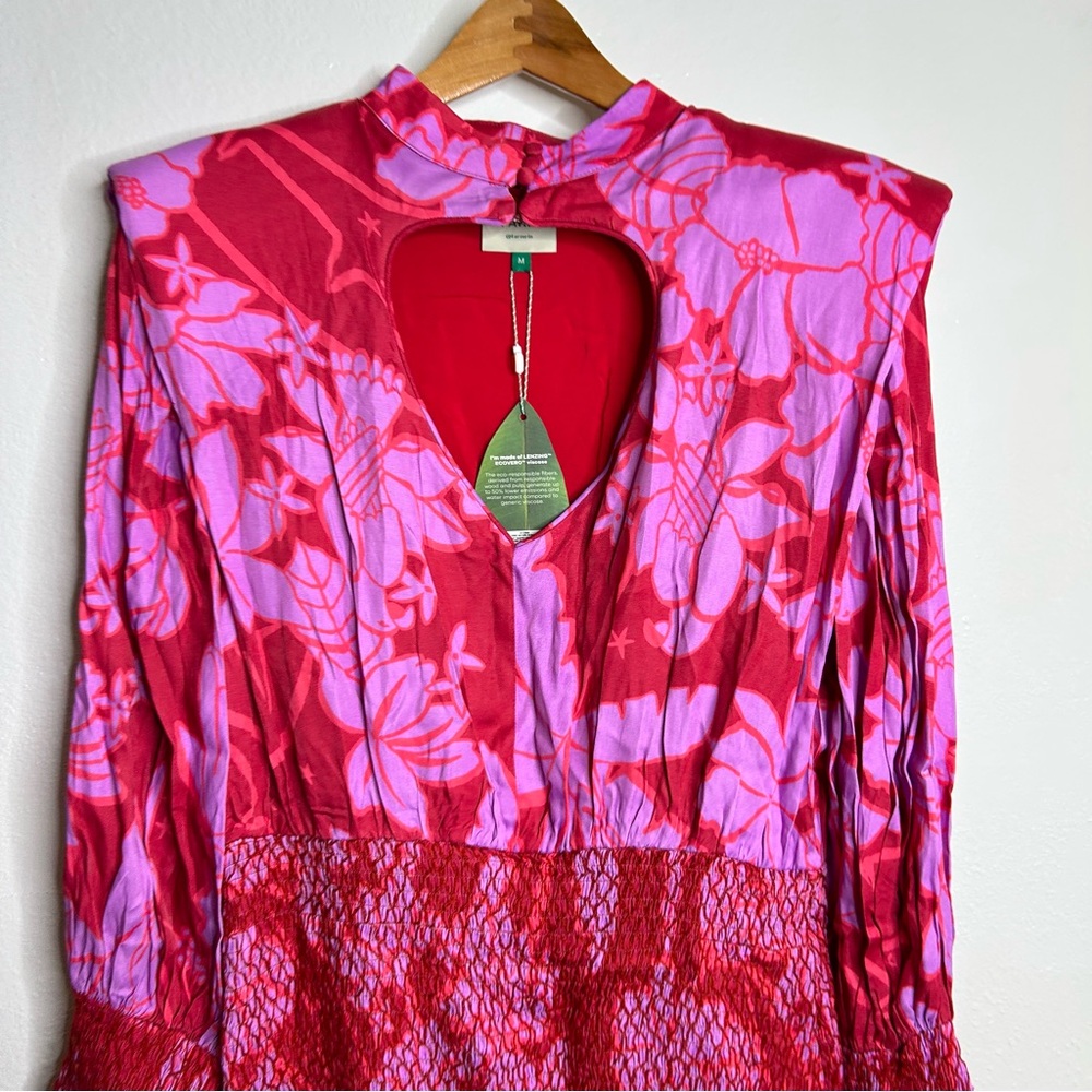 NWT Farm Rio Living Nature Heart Cutout Smocked Mini Dress Size Medium - Picture 9 of 16